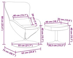 Fauteuil – Relaxstoel – Loungefauteuil – Draaistoel – Oorfauteuil – Geel Met Voetensteun – Fluweelstof – 360° Draaibaar