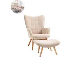 Fauteuil - Relaxzetel - Relaxstoel - Relaxfauteuil - Stoel - Met armleuning - Met voetenbank - Voor één Persoon - Beige