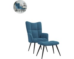 Fauteuil - Relaxzetel - Relaxstoel - Relaxfauteuil - Stoel - Met armleuning - Met voetenbank - Voor één Persoon - Blauw