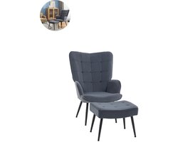 Fauteuil - Relaxzetel - Relaxstoel - Relaxfauteuil - Stoel - Met armleuning - Met voetenbank - Voor één Persoon - Donkergrijs