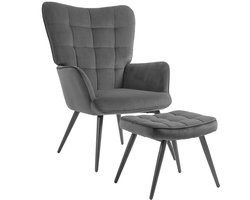 Fauteuil - Relaxzetel - Relaxstoel - Relaxfauteuil - Stoel - Met armleuning - Met voetenbank - Voor één Persoon - Donkergrijs