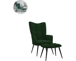 Fauteuil - Relaxzetel - Relaxstoel - Relaxfauteuil - Stoel - Met armleuning - Met voetenbank - Voor één Persoon - Donkergroen