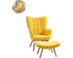 Fauteuil - Relaxzetel - Relaxstoel - Relaxfauteuil - Stoel - Met armleuning - Met voetenbank - Voor één Persoon - Geel