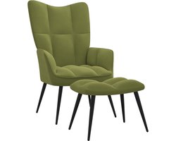 Fauteuil - Relaxzetel - Relaxstoel - Relaxfauteuil - Stoel - Met armleuning - Met voetenbank - Voor één Persoon - Lichtgroen