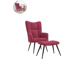 Fauteuil - Relaxzetel - Relaxstoel - Relaxfauteuil - Stoel - Met armleuning - Met voetenbank - Voor één Persoon - Wijnrood