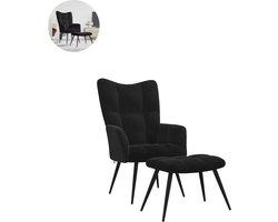 Fauteuil - Relaxzetel - Relaxstoel - Relaxfauteuil - Stoel - Met armleuning - Met voetenbank - Voor één Persoon - Zwart