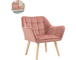 Fauteuil - Relaxzetel - Relaxstoel - Relaxfauteuil - Stoel - Met armleuning - Voor één Persoon - 68,5L x 61B x 72,5H cm - Roze
