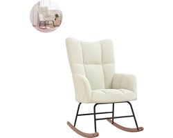 Fauteuil - Relaxzetel - Relaxstoel - Relaxfauteuil - Stoel - Met armleuning - Voor één Persoon - Crèmewit