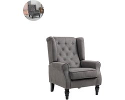 Fauteuil - Relaxzetel - Relaxstoel - Relaxfauteuil - Stoel - Met armleuning - Voor één Persoon - Donkergrijs