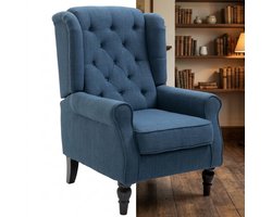 Fauteuil - Relaxzetel - Relaxstoel - Relaxfauteuil - Stoel - Met armleuning - Voor één Persoon - Fluweel - Blauw