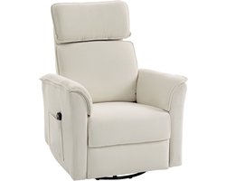 Fauteuil - Relaxzetel - Relaxstoel - Relaxfauteuil - Stoel - Met armleuning - Voor één Persoon - Fluweel - Crèmewit