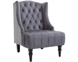 Fauteuil - Relaxzetel - Relaxstoel - Relaxfauteuil - Stoel - Met armleuning - Voor één Persoon - Fluweel - Grijs