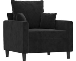 Fauteuil - Relaxzetel - Relaxstoel - Relaxfauteuil - Stoel - Met armleuning - Voor één Persoon - Fluweel - Zwart