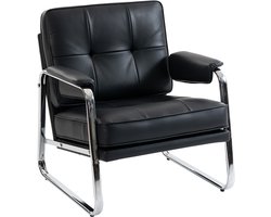 Fauteuil - Relaxzetel - Relaxstoel - Relaxfauteuil - Stoel - Met armleuning - Voor één Persoon - Zwart + Zilver