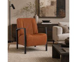 Fauteuil Rowan – Comfortabele Loungestoel in Bull Microleder – Volledig Gemonteerd - Cognac
