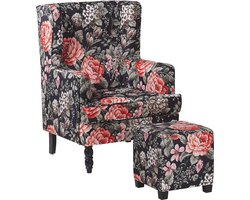 Fauteuil SANDSET met voetenbank Stof Multicolor