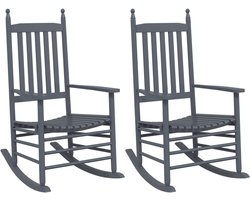 Fauteuil | Schommelstoelen met gebogen zitting 2 st populierenhout grijs