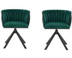 Fauteuil Set Van 2 46×41×70cm Loungestoel Stoel Smaragd Fluweel Zware Metaalgestel 180° Draaifunctie Rugvriendelijke Ergonomie Zachte Luxe Textuur Lounge Boudoir Creatief Werkruimte