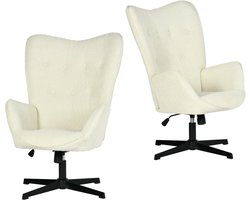Fauteuil - Set Van 2 Chenille stof Draaibaar Metalen poot - Beige