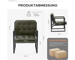 Fauteuil Set van 2 – Depauwonen Luxe Mid-Century Design Stoelen Groen – Kunstleren Accentstoelen met Metalen Poten – Moderne Armstoelen voor Woonkamer, Slaapkamer & Wachtkamer – Ergonomisch & Comfortabel