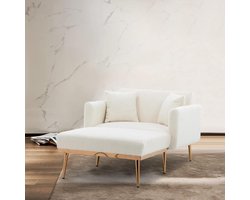 Fauteuil Slaapbank - Verstelbare Stoel - Ontspannen en Slapen - Verstelbare Rugleuning - 165 cm Diep - Wit