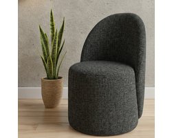 Fauteuil - Stoel 80x45x45 cm - Fluweelzacht - Zwart gemêleerd - poef met omhullende rugleuning