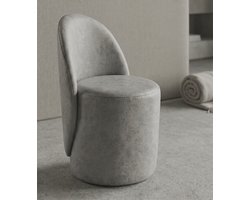 Fauteuil - Stoel - 80x45x45 cm - Relaxstoel - Licht Grijs- Poef met omhullende rugleuning
