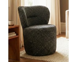 Fauteuil - Stoel 80x50x45 cm - poef met omhullende rugleuning - Zwart gemêleerd - Zitzakstoel