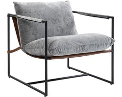 Fauteuil stoel leunstoel relaxstoel gestoffeerd en rugleuning enkele stoel met metalen frame