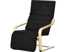 Fauteuil - Stoel Relaxstoel - Ontspannen Zitten - Verstelbare Voetensteun - 66.5 x 94 x 100 cm - Zwart