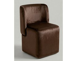 Fauteuil - Velvet Poef met Rugleuning - 45x50x75 cm - Diepe Koffietint - Fauteuil - Fluweelzacht