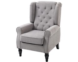 Fauteuil voor één persoon, loungestoel, armstoel, stoel, praktisch en esthetisch, geschikt voor de woonkamer en slaapkamer, 74x86x102 cm, grijs polyester.