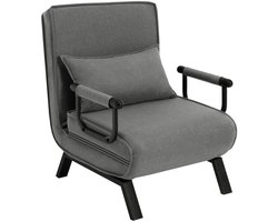 Fauteuil - Vouwstoel - Relaxfauteuil - Relaxstoel - Verstelbare Relaxfauteuil - 3-in-1 - met Verwijderbare Kussen en Verstelbare Rugleuning - Logeerbed voor Appartement of Studentenflat - Sofa Bed Linnen - Donkergrijs