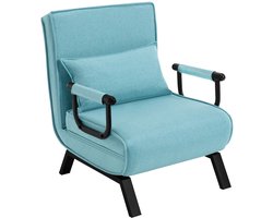 Fauteuil - Vouwstoel - Relaxfauteuil - Relaxstoel - Verstelbare Relaxfauteuil - 3-in-1 - met Verwijderbare Kussen en Verstelbare Rugleuning - Logeerbed voor Appartement of Studentenflat - Sofa Bed Linnen - Blauw