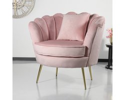 Fauteuil zitbank 1 persoons Belle velvet roze bankje