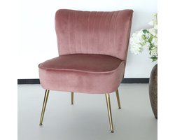 Fauteuil zitbank 1 persoons Rilaan velvet oud roze stoel