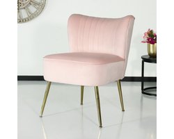 Fauteuil zitbank 1 persoons Rilaan velvet roze stoel bankje