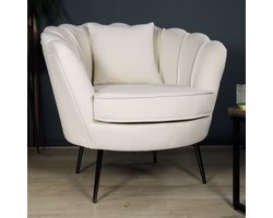 Fauteuil zitbank 1 persoons stoel Anna velvet creme bankje