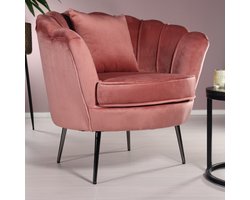 Fauteuil zitbank 1 persoons stoel Anna velvet oud roze bankje