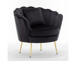 Fauteuil zitbank 1 persoons stoel Belle velvet zwart bankje
