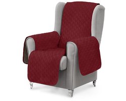 Fauteuilhoes 1-zits LUKA, Beschermhoes voor Relaxstoel & Oorfauteuil, Gewatteerde Stoelhoes 55 cm – Omkeerbare, Huisdiervriendelijk & Slijtvast – Kleur Rood
