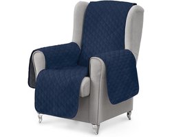 Fauteuilhoes 1-zits voor Relaxen en Oorfauteuils - Gewatteerde Omkeerbare Hoes - Huisdiervriendelijk en Slijtvast - Kleur Blauw