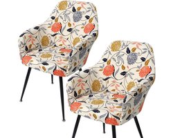 Fauteuilhoes - Beige - Set van 2 - Stretch Polyester met Armleuningen - Voor Bureaustoelen en Eetkamerstoelen