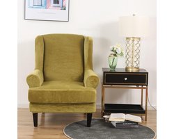 Fauteuilhoes Fluweel - Stoelhoes Oorfauteuil - Meubels Beschermen - 2-Delige Stijl - Universeel - Geel