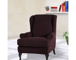 Fauteuilhoes Oorfauteuil - Stoelbeschermer Bank - Meubeldecoratie - Rekbaar Materiaal - Voor Grote Stoelen - Koffiebruin