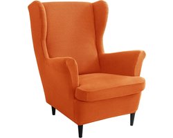 Fauteuilhoezen - Stoelhoezen Oorfauteuil - Meubels Beschermen - 2-delig Ontwerp - 76-90 cm Hoogte - Oranje