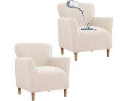 Fauteuilhoezen - Stoelhoezen Oorfauteuil - Woonkamer Decoratie - Waterafstotend Stof - 2 Stuks - Wit