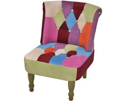 Fauteuils Patchwork Design - Comfortabele Stoelen - Woonkamer Decoratie - Houten Frame - 52 x 64 x 70 cm - Multicolor