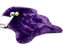 Faux Fur Area Tapijten - Pluizige Mat - Fleece Stoel Cover - Zachte Shaggy Area Mat - Slaapkamer Sofa Floor - 60 x 90 cm - Onregelmatige Vorm - Paars