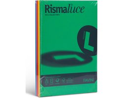 Favini® Rismaluce – 200 Vel A4 Gekleurd Papier – 140 g/m² – 6 Felle Kleuren – Multicolor – Voor Printen, Knutselen & Kantoor – Inkjet & Laser – FSC – Made in Italy